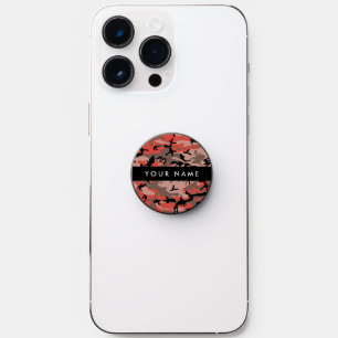 Red and Brown Camouflage Your name Personalize PopSocket