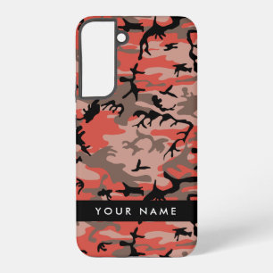 Red and Brown Camouflage Your name Personalize Samsung Galaxy S22+ Case