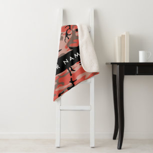 Red and Brown Camouflage Your name Personalize Sherpa Blanket