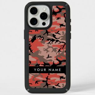 Red and Brown Camouflage Your name Personalize iPhone 15 Pro Max Case