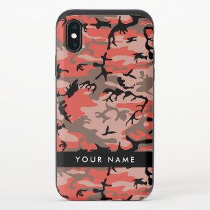 Red and Brown Camouflage Your name Personalize iPhone XS Slider Case