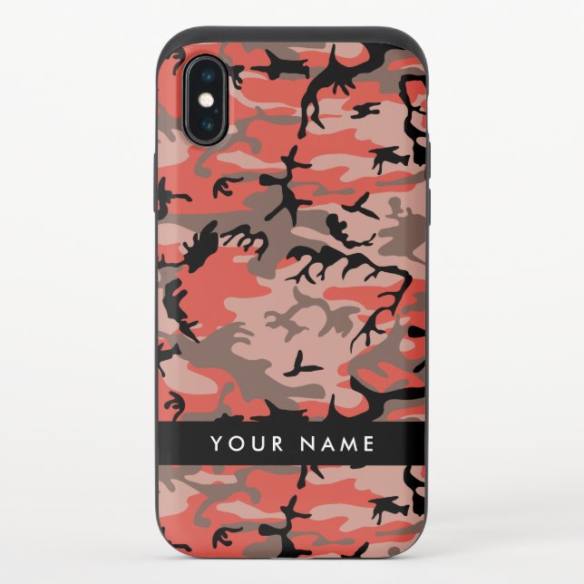 Red and Brown Camouflage Your name Personalize Uncommon iPhone Case (Back)