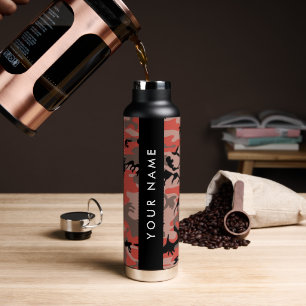Red and Brown Camouflage Your name Personalize Water Bottle