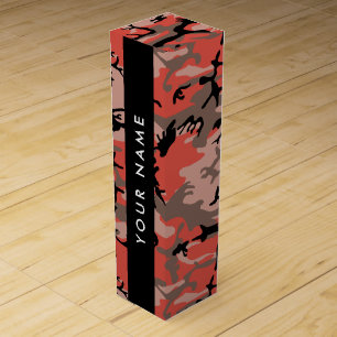 Red and Brown Camouflage Your name Personalize Wine Box