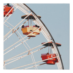 Red and brown carousel faux canvas print