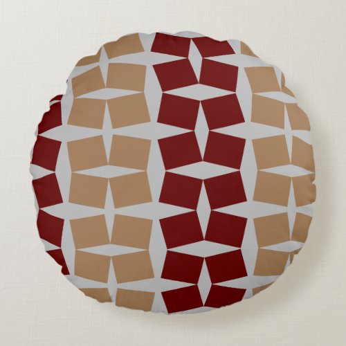 Red and brown diagonal squares round pillow