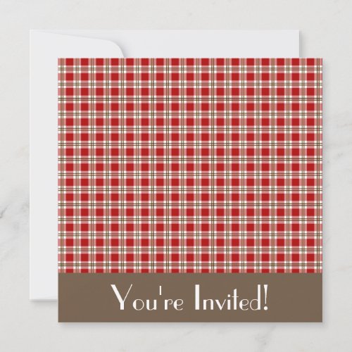 Red and Brown Gingham Invitation