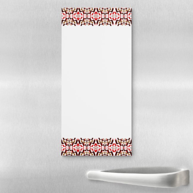 Red and Brown Pattern Magnet Fridge Notepad