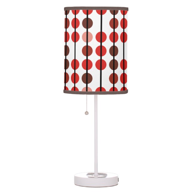 Red and Brown Polka Dot Stripe Pattern Table Lamp (Right)