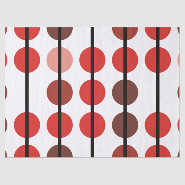 Red and Brown Polka Dot Stripe Pattern Tissue Paper (Front)
