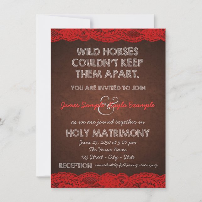Red and Brown Wedding Invitation (Front)
