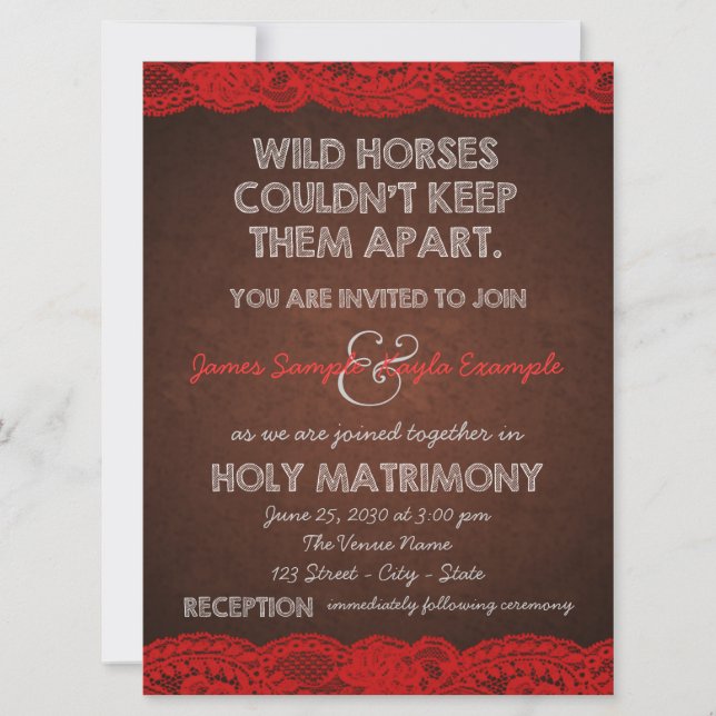 Red and Brown Wedding Invitation (Front)