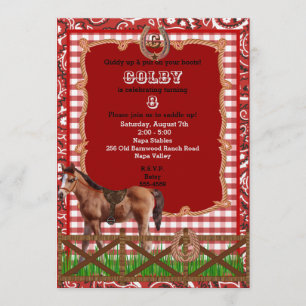 Red and Brown Western Horse Invitation