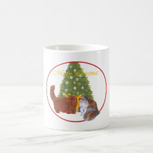 Red and Calico Persian Cats Christmas Coffee Mug