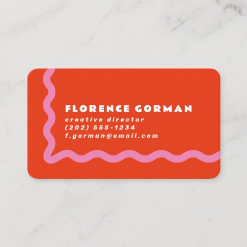 Red and Candy Pink Wavy Frame Business Card