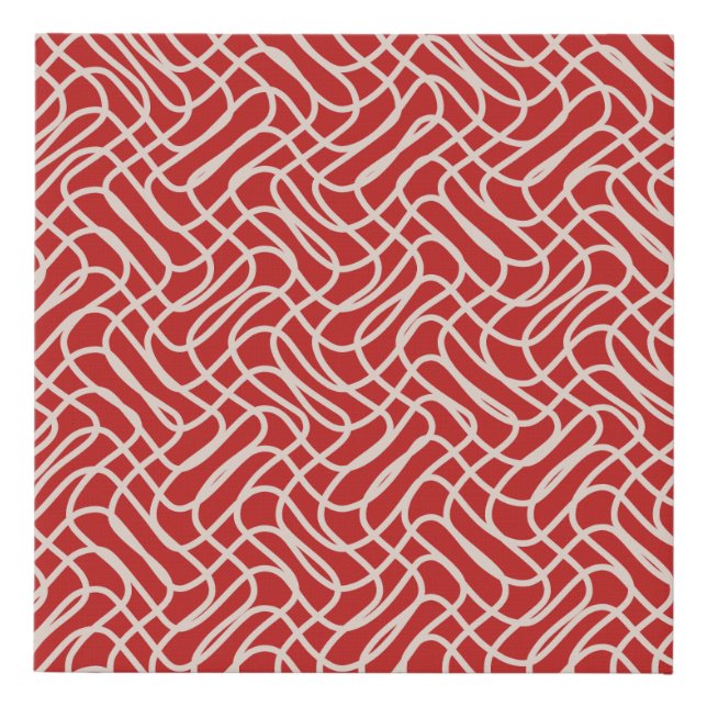 Red And Cream Abstract Line Pattern Faux Canvas Print (Front)
