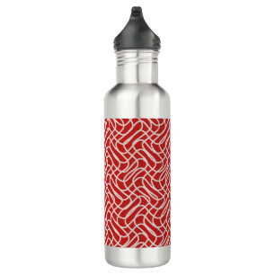 Red And Cream Abstract Line Pattern Stainless Steel Water Bottle