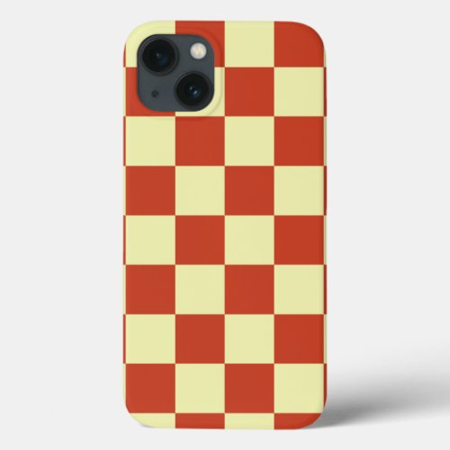Red and Cream Checkered iPhone 13 Case