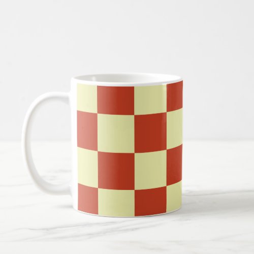 Red and Cream Checkered Coffee Mug