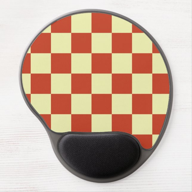 Red and Cream Checkered Gel Mouse Pad (Front)