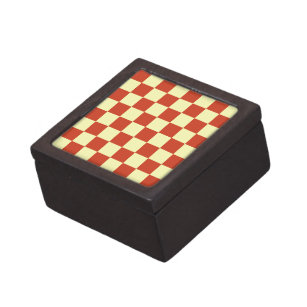 Red and Cream Checkered Jewelry Box