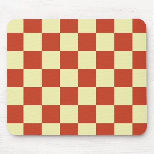 Red and Cream Checkered Mouse Pad