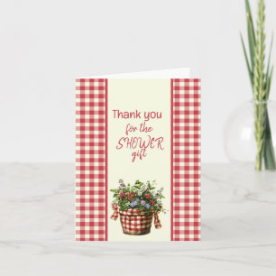 Red and Cream Checkered Showe Thank You Note Card
