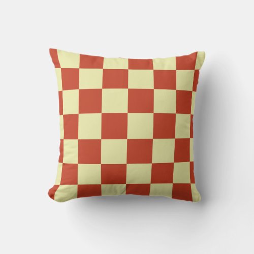 Red and Cream Checkered Throw Pillow