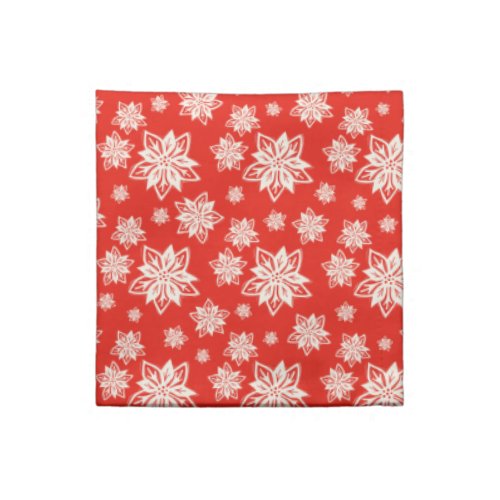 Red and Cream Christmas Floral Print Cloth Napkin