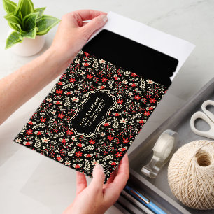 Red and cream Christmas Holly Pattern Enve Envelope Mailers