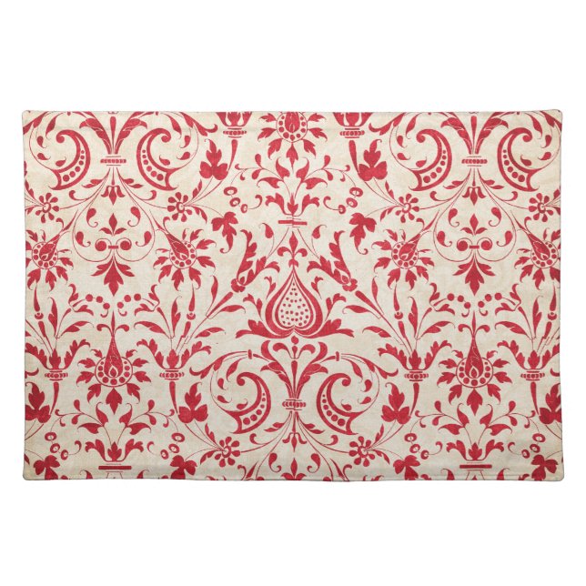 Red and Cream Damask American MoJo Placemat (Front)