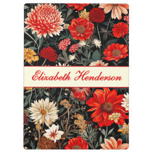Red and Cream Dark Floral Clipboard