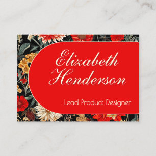 Red and Cream Dark Floral Mighty Calling Card
