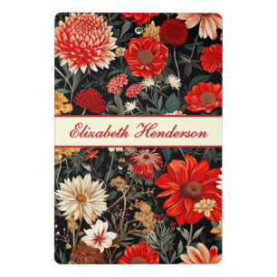 Red and Cream Dark Floral Mini Clipboard
