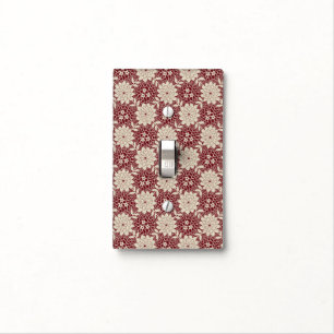 Red and Cream Floral Light Switch Cover