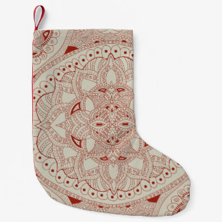 Red and Cream Henna Style Mandala Small Christmas Stocking