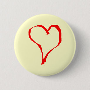 Red and Cream Love Heart Design. Button