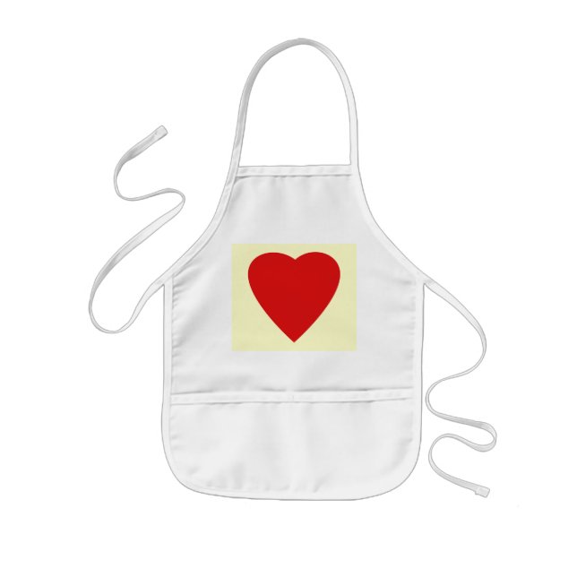 Red and Cream Love Heart Design. Kids' Apron (Front)