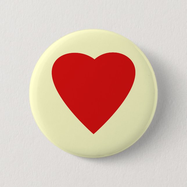 Red and Cream Love Heart Design. Pinback Button (Front)