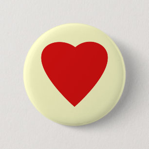 Red and Cream Love Heart Design. Pinback Button