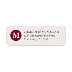 Red and Cream Monogram Label