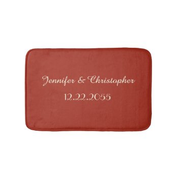 Red And Cream  Names  Wedding Or Anniversary Plush Bathroom Mat by SocolikCardShop at Zazzle