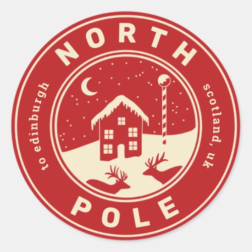 Red and cream North Pole delivery gift sticker