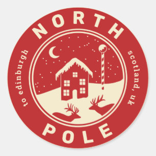 Red and cream North Pole delivery gift sticker