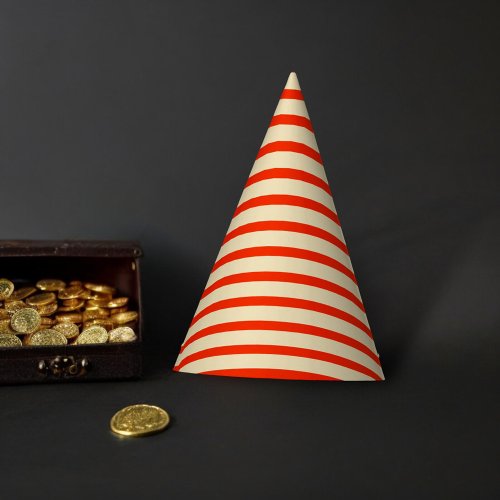 Red and cream stripes  party hat