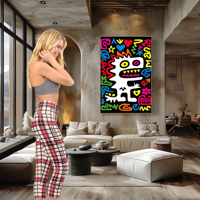 Red and Cream Tartan Plaid – Custom Text Capri Leggings (Creator Uploaded)