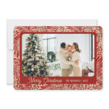 Red and Cream Vintage Holiday Card | landscape