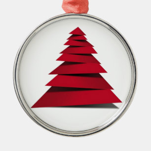 RED AND CUTE CRAFTY CHRISTMAS TREE METAL ORNAMENT