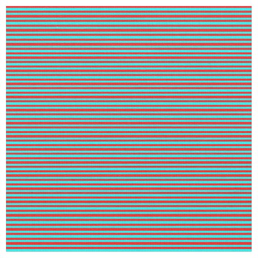 Red and Cyan Pattern of Stripes Fabric
