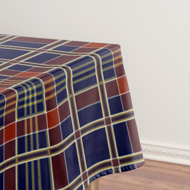 Red and Dark BLue Tartan Plaid Tablecloth (In Situ)